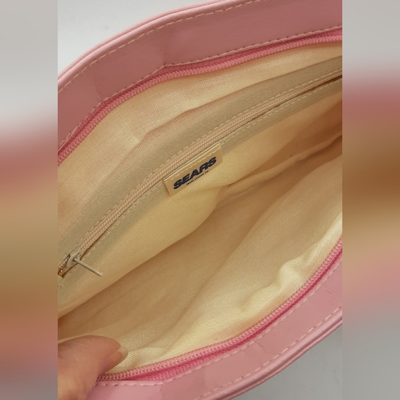 Vintage Pink Pleather Clutch Shoulder Bag Purse Sears Inside Pocket - Picture 7 of 8